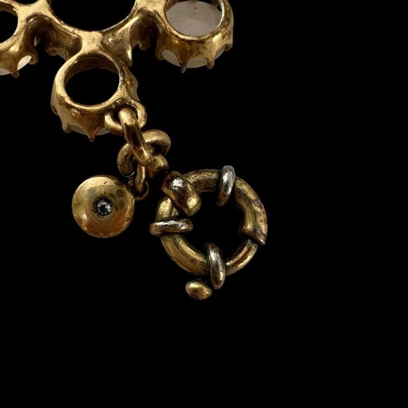 J. Crew Gold-Tone Iridescent White Opalescent Stones Statement Necklace Rare - Picture 10 of 11